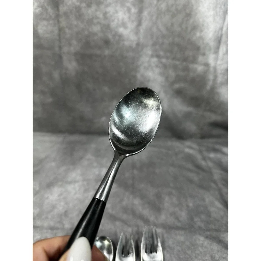 Dansk Dinner Fork‎ Spoon Kongo Black Handle Stainless Flatware Made in Germany